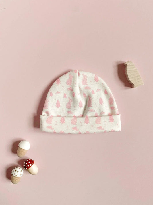 Round Prem Hat, Bunny Meadow, Premium 100% Organic Cotton Hat Tiny & Small