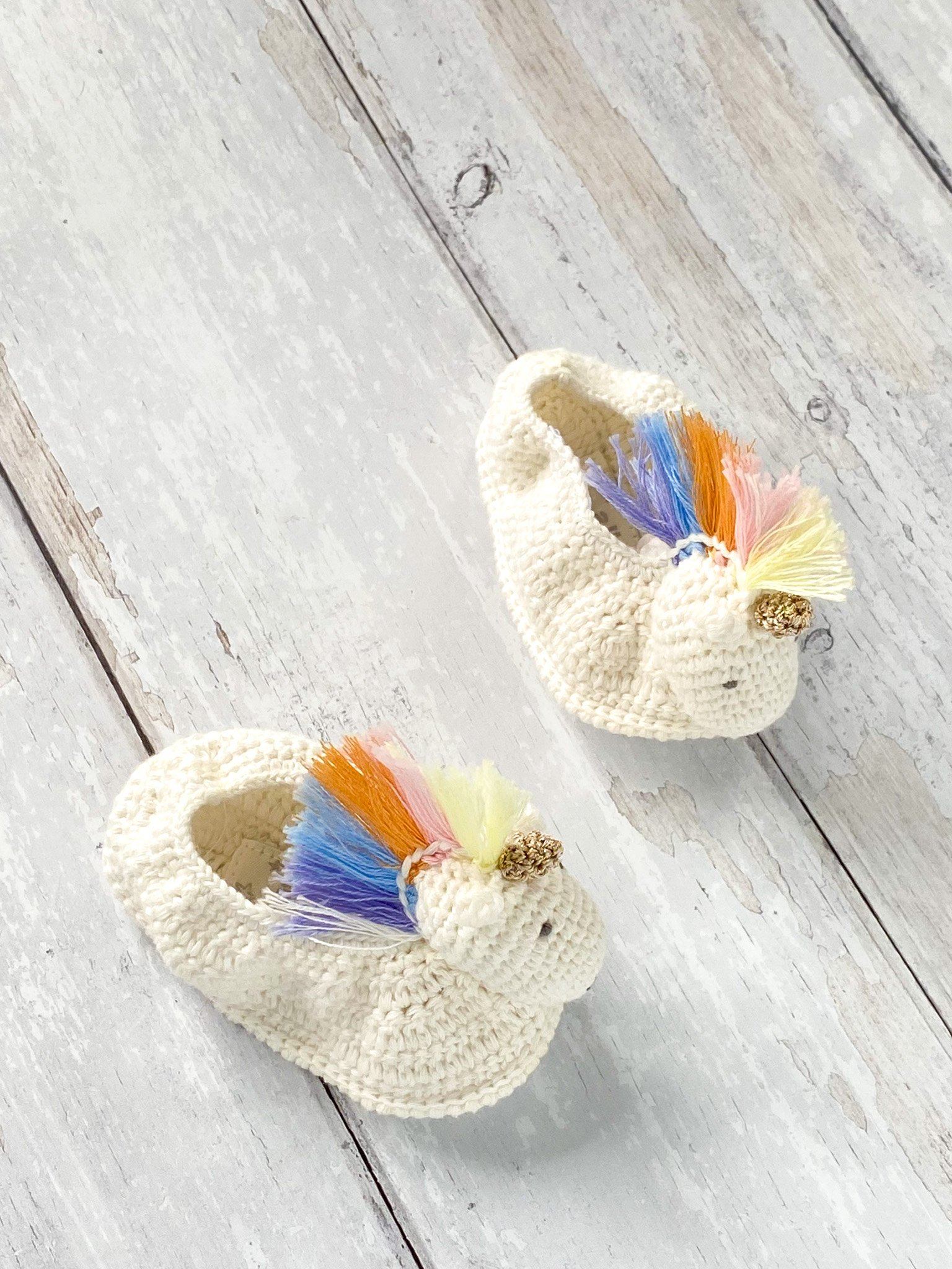 Crochet Pastel Rainbow Unicorn Booties - Booties - Albetta UK