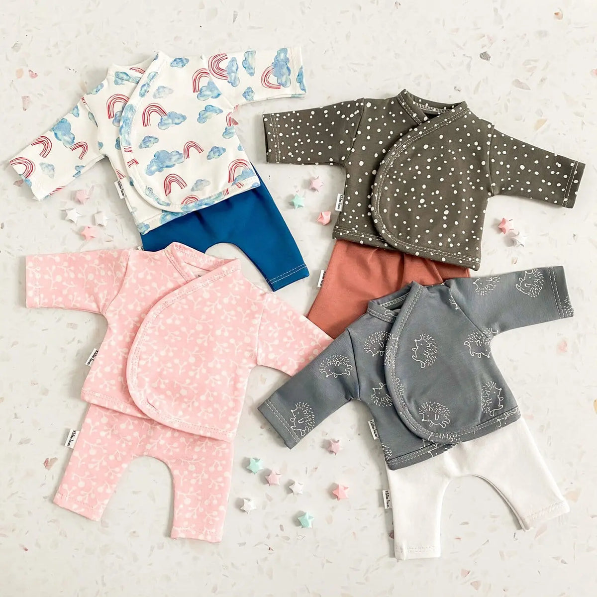 Top & Trouser Set, Polkadot Grey & Pink Top & Trousers Little Lucas