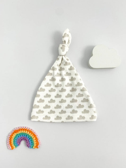 Knotted Hat, Silver Cloud, Premium 100% Organic Cotton Hat Tiny & Small