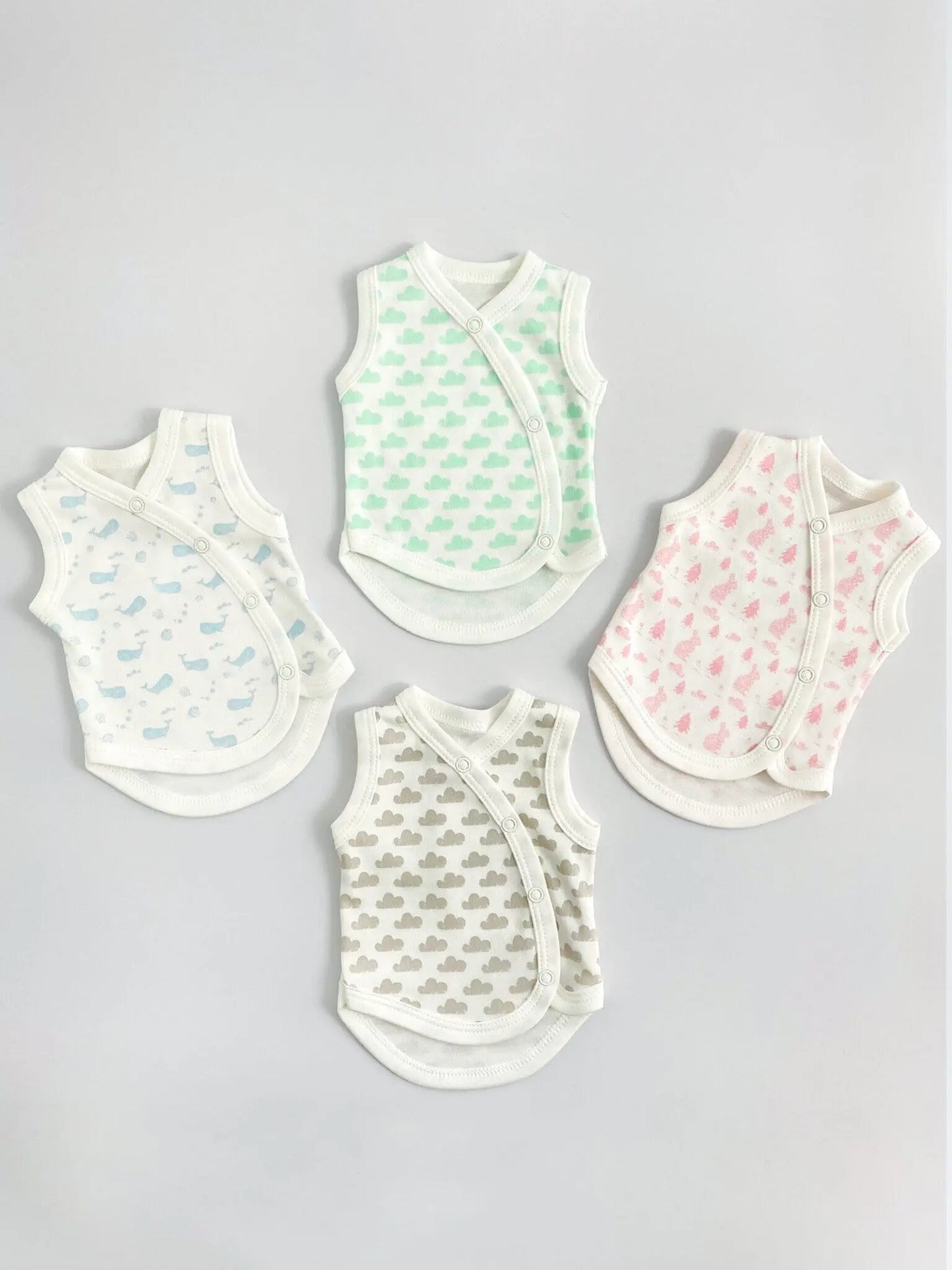 Incubator Vest, Mint Cloud, Premium 100% Organic Cotton Bodysuit / Vest Tiny & Small