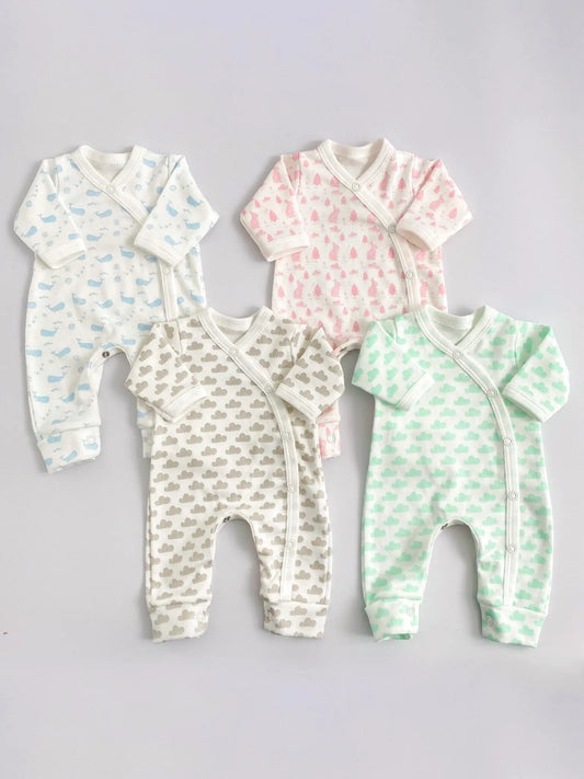 Sleepsuit, Mint Cloud, Premium 100% Organic Cotton Sleepsuit / Babygrow Tiny & Small