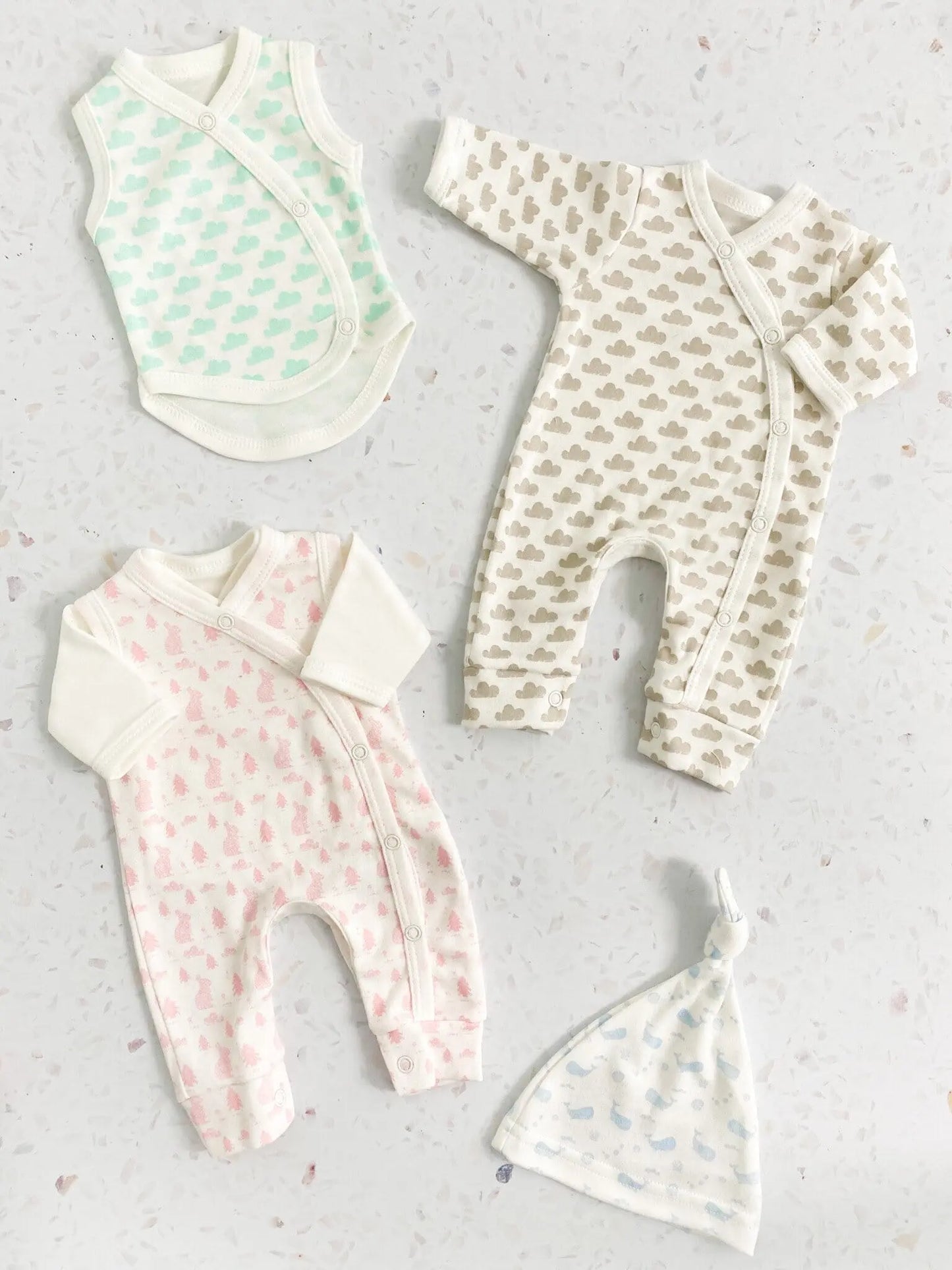 Premature Baby Bodysuit, Ocean Blue, Premium 100% Organic Cotton Bodysuit / Vest Tiny & Small