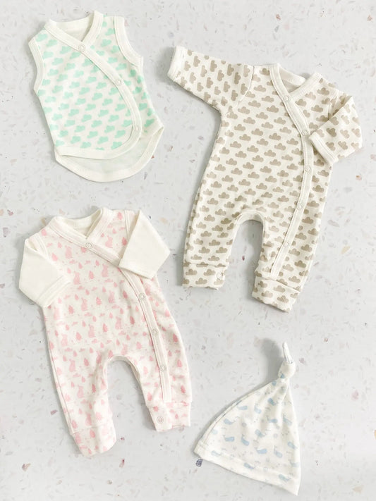 Premature Baby Bodysuit, Ocean Blue, Premium 100% Organic Cotton Bodysuit / Vest Tiny & Small