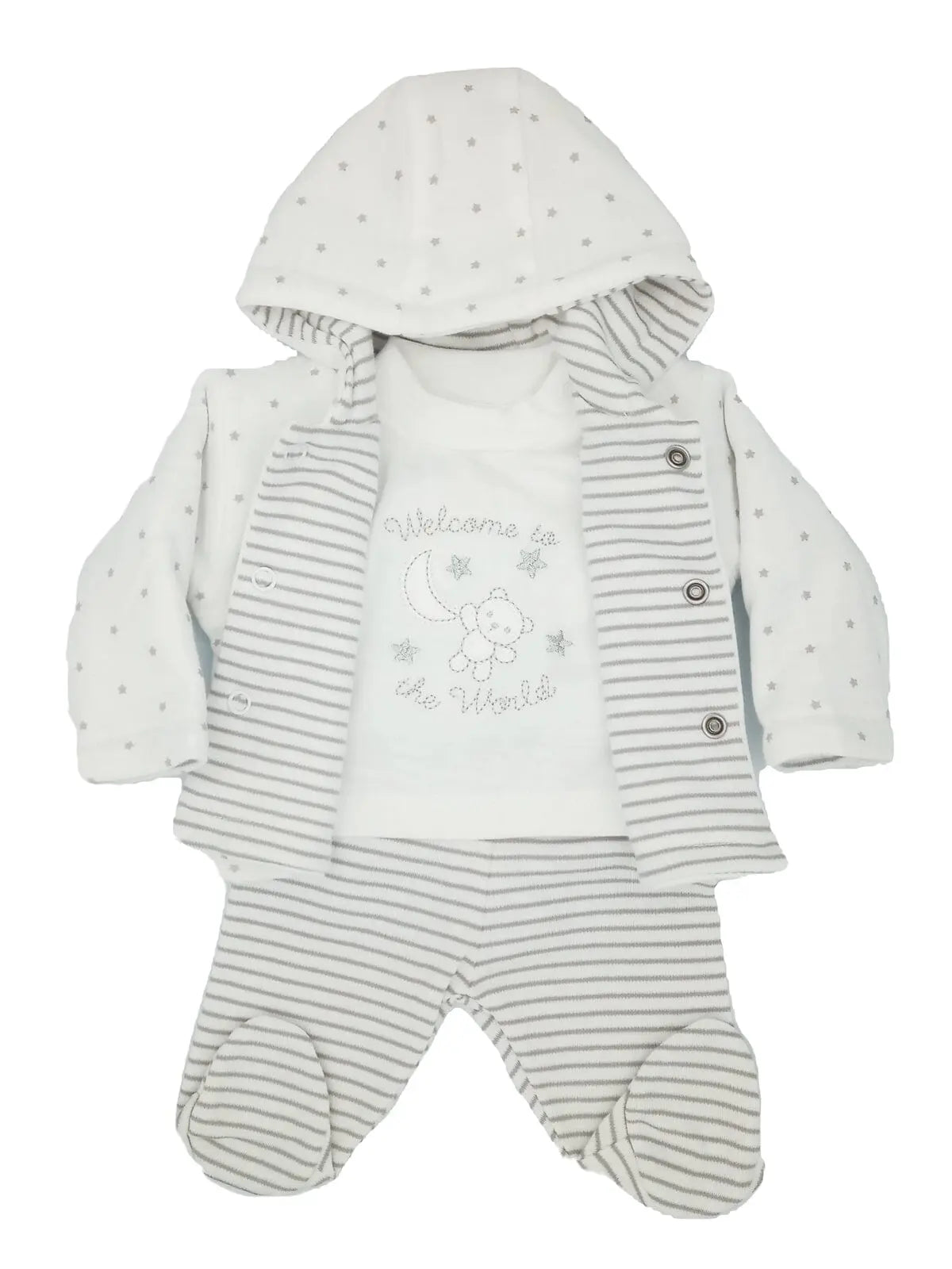 Welcome To The World 3 Piece Gift Set: Trousers, Top & Jacket Outift Just too Cute