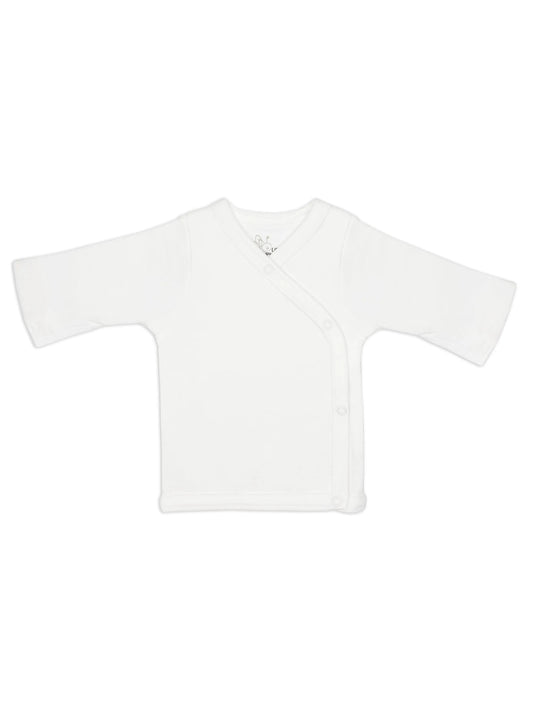 Organic Cotton White Wrap Shirt Bodysuit / Vest Fixoni