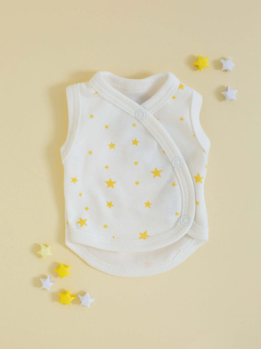 Incubator Vest, Yellow Stars, Premium 100% Organic Cotton Bodysuit / Vest Tiny & Small