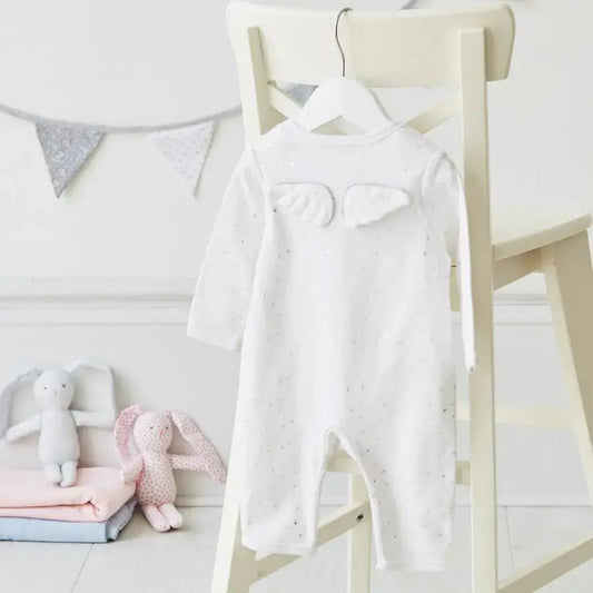 Angel Wings Silver Star Babygrow from Albetta UK - Product of the week - Little Mouse Baby Clothing and Gifts Ltd