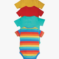 Frugi Baby Over The Rainbow Organic Cotton Bodysuits, Pack of 4, Multi Frugi