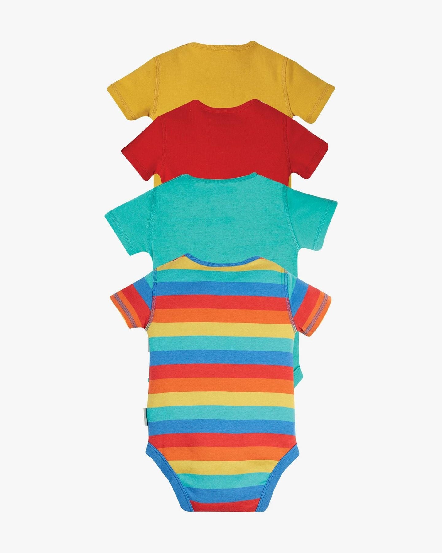 Frugi Baby Over The Rainbow Organic Cotton Bodysuits, Pack of 4, Multi Frugi
