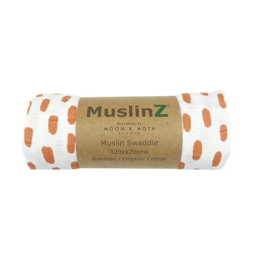 Muslinz Bamboo Organic Cotton Muslin Swaddle - Copper Spot - 120x120cm Muslin Muslinz 