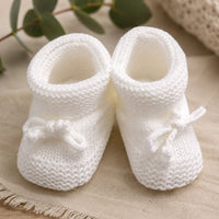 White Knitted Booties Booties Nursery Time 