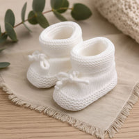 White Knitted Booties Booties Nursery Time 