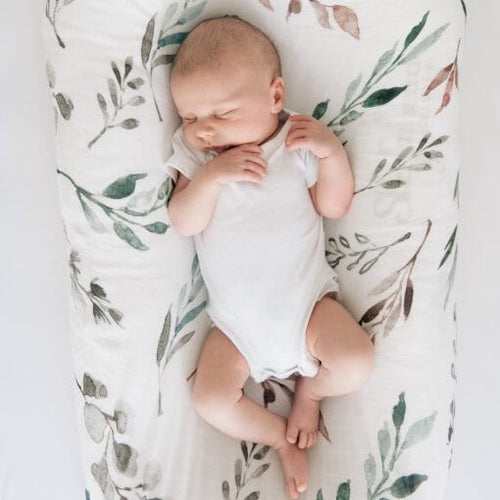 Muslin Swaddle Blanket, Organic - Botanical Leaf Swaddle Blanket Banks-Lyon Botanical 