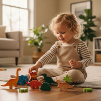 Wooden Dinosaur Play Set Tray, Fair Trade and Handmade Toy Best Years 