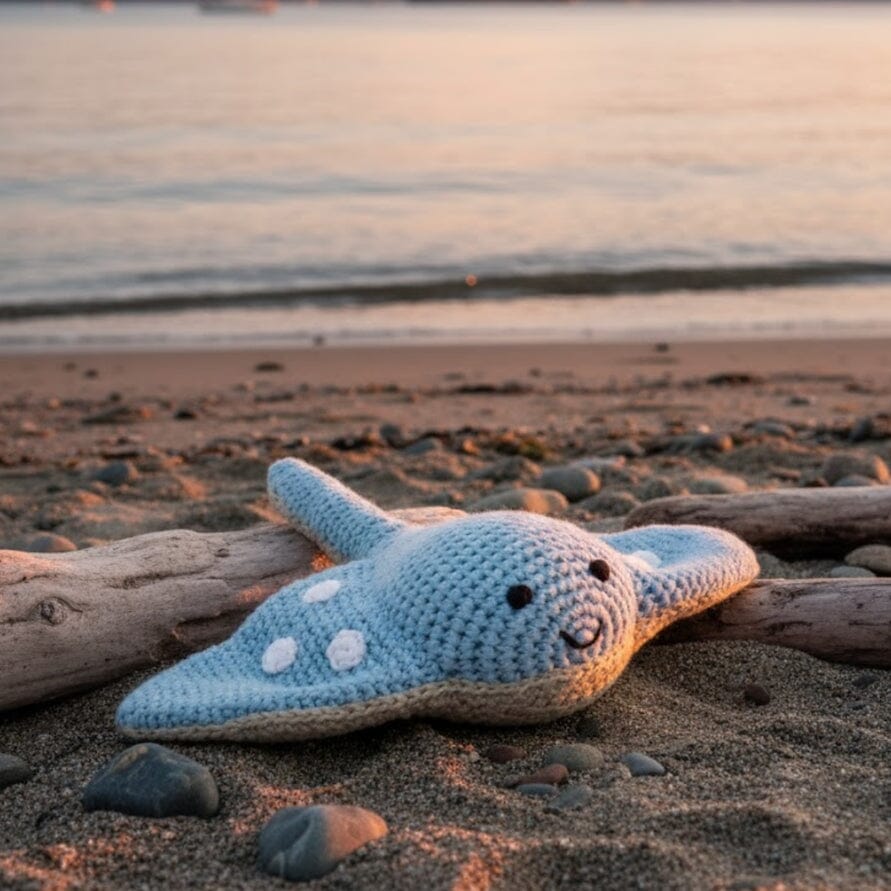 Fair Trade Crochet Stingray Baby Rattle Organic Cotton Best Years
