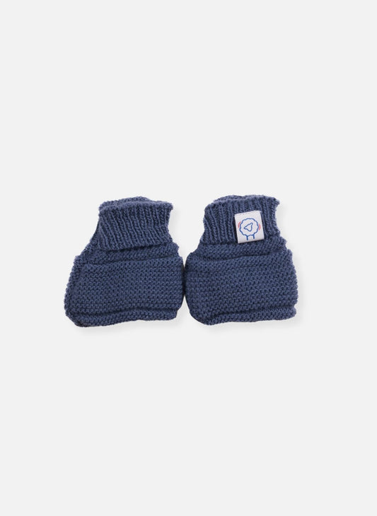 Navy Blue Knitted Booties Booties La Manufacture de Layette 