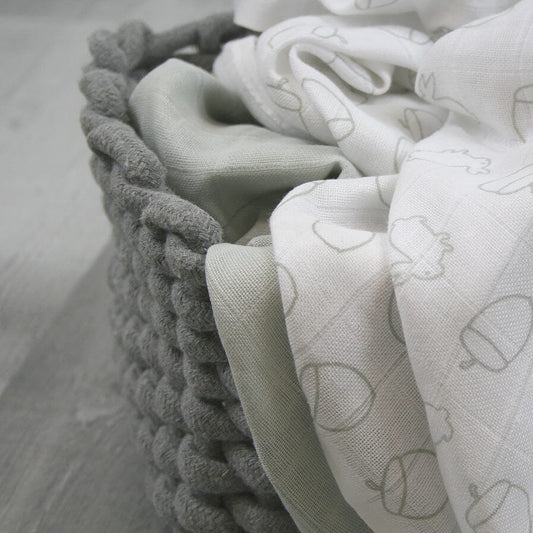 Grey Acorn Cotton Muslin - 70cm x 70cm (One Muslin) Muslin Muslinz 