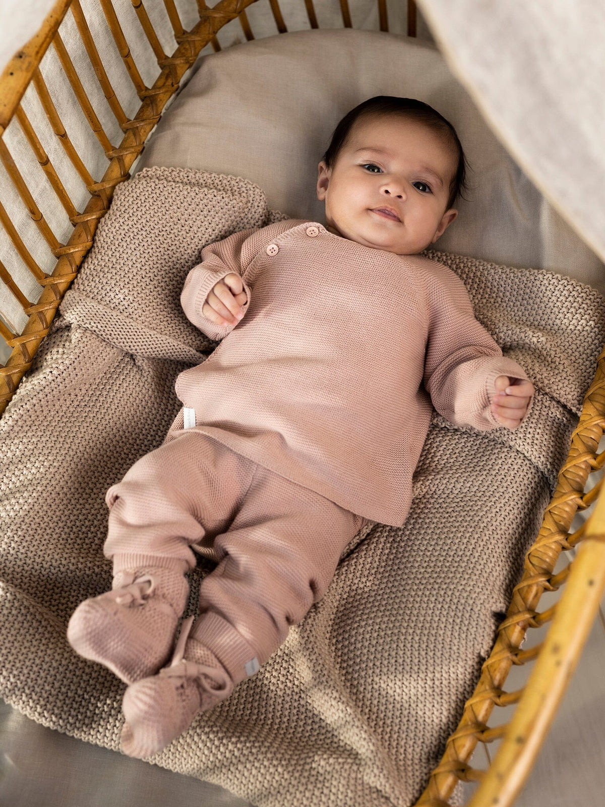 Organic Cotton Knitted Cardigan - Rose Smoke