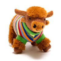 Best Years Ltd - Highland Cow Baby Rattle with Knitted Stripe Jumper