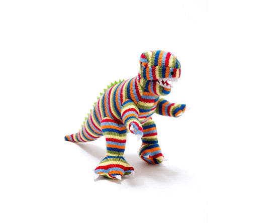 Knitted Stripe T Rex Dinosaur Baby Rattle - WAITING FOR IT TO ARRIVE! Toy Best Years 