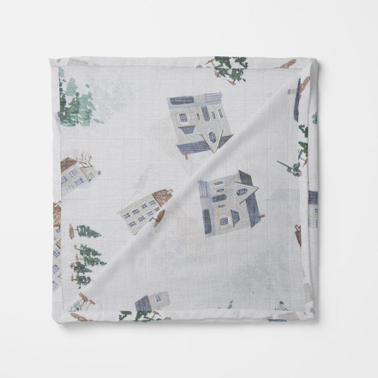 Muslin Swaddle Blanket, Organic - Home Print Swaddle Blanket Banks-Lyon Botanical 