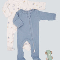 2 Pack Zipped Sleepsuits - Dinosaurs in Space