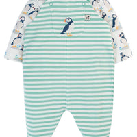 Frugi Organic Cotton Puffin Footed Dungaree Gift Set Sleepsuit / Babygrow Frugi 