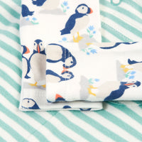 Frugi Organic Cotton Puffin Footed Dungaree Gift Set Sleepsuit / Babygrow Frugi 