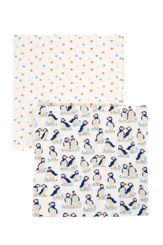 Organic Cotton Puffin Pals Muslin 2 Pack by Frugi Muslin Frugi 
