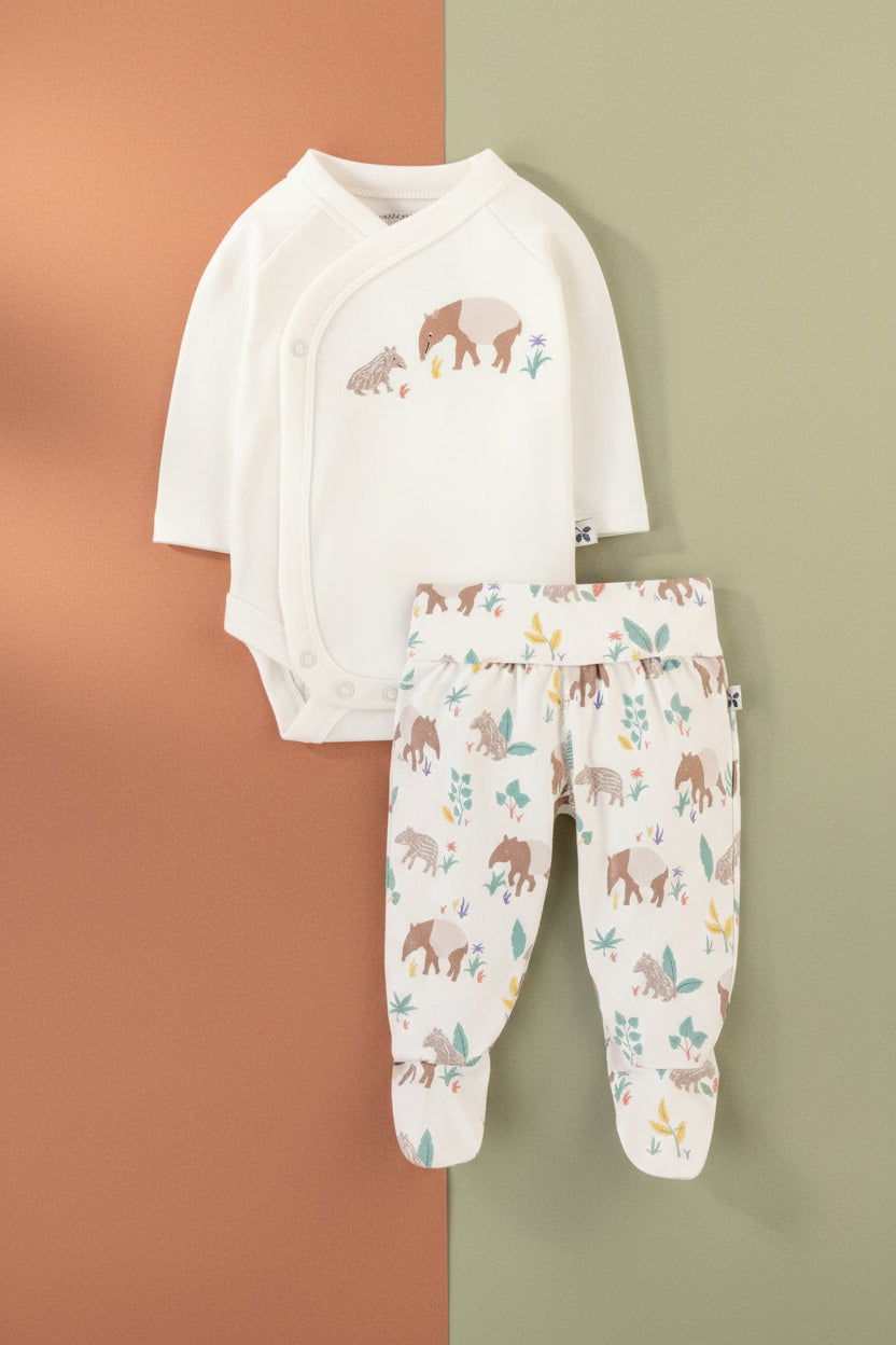 Frugi Organic Cotton Kimono Baby Outfit Sleepsuit / Babygrow Frugi 