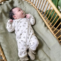 Oatmeal Flowery Playsuit Sleepsuit / Babygrow Noppies 