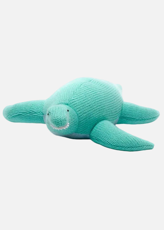 Knitted Plesiosaurus Dinosaur Baby Rattle - Ice Blue