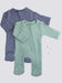 2 Pack Waffle Sleepsuits, Zip, Mitts, Feet - Blue/Mint Sleepsuit / Babygrow Little Dreamer 