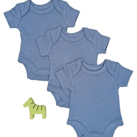 3 Pack 100% Organic Cotton Premature Baby Bodysuits - Blue Little Dreamer