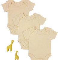 3 Pack 100% Organic Cotton Baby Bodysuit with Capped Sleeves - Buttermilk Little Dreamer