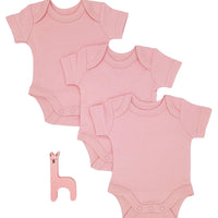 3 Pack 100% Organic Cotton Baby Bodysuit with Capped Sleeves - Pink Little Dreamer