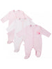 3 Pack Early Baby Footed Sleepsuits, Flowers - Pink - Set - EEVI