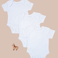 3 Pack 100% Organic Cotton Baby Bodysuit with Capped Sleeves - White Little Dreamer