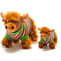 Best Years Ltd - Highland Cow Baby Rattle with Knitted Stripe Jumper