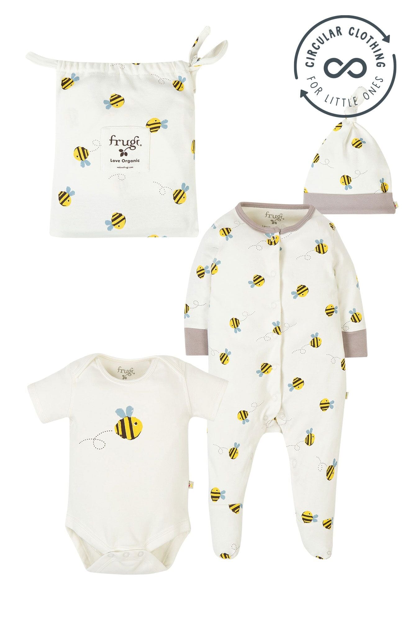 Organic Cotton Buzzy Bee Baby Gift Set by Frugi Outfit Frugi 