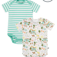 Frugi Organic Cotton 2 Pack Short Sleeve Farmyard Bodysuits Bodysuit / Vest Frugi 