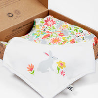 Frugi Organic Cotton White Bunny Bounce Babygrow and Dribble Bib Gift Set Sleepsuit / Babygrow Frugi 