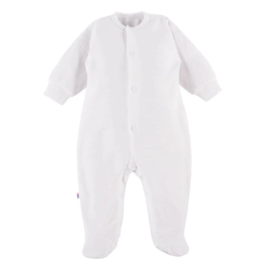 Early Baby Footed Sleepsuit - White Sleepsuit / Babygrow EEVI 