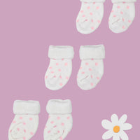 Set of three pairs of socks: White With Pink Spots Stay-on Towelling Premature Baby Socks Socks Little Mouse Baby Clothing & Gifts 