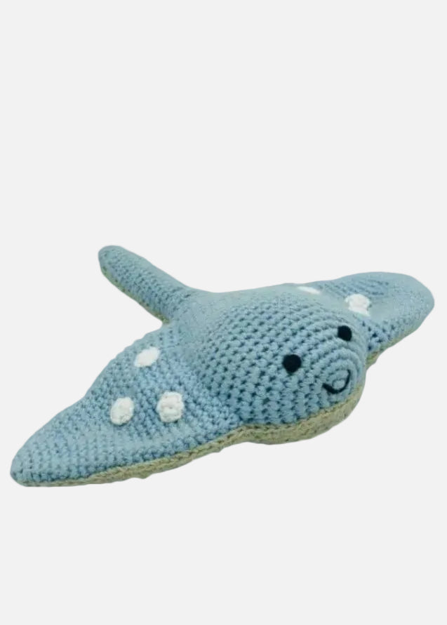 Fair Trade Crochet Stingray Baby Rattle Organic Cotton
