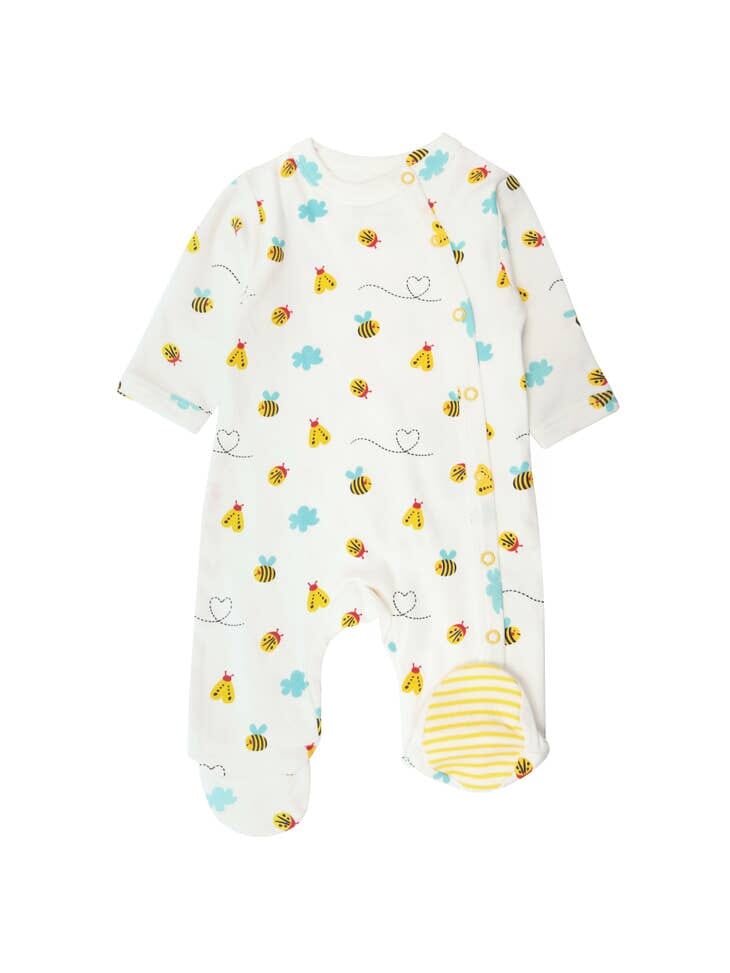 Piccalilly Footed Sleepsuit - Little Bees - Sleepsuit / Babygrow - Piccalilly
