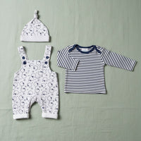 Teddy Prince 3 Piece Gift Set - Grey/Blue : Dungarees, Top & Hat Outfit Just too Cute 