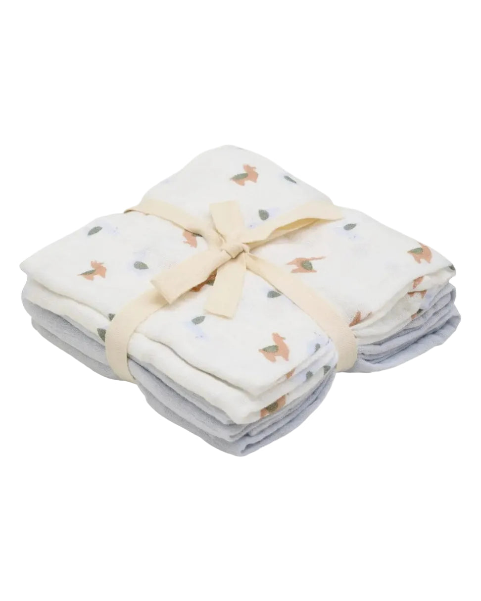 3 Pack, Organic Cotton Muslins, Alpacas / Grey, 65 x 65 cm Blanket Pippi 