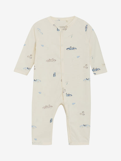 Organic Cotton Rain Washed Cars Onesie Sleepsuit / Babygrow Fixoni 